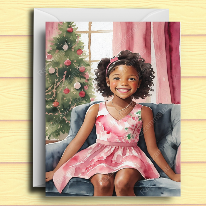 Black Girl H Christmas Card